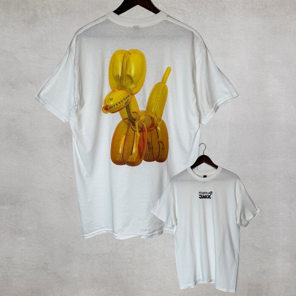 Mighty Jaxx Shirt Balloon Dog Tee White Unisex Heavy Cotton Large